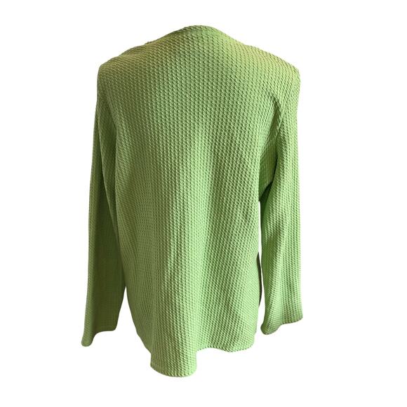 JH Collectibles Cardigan Jacket Size XL Lime Green Waffle Knit Button Up Pockets - Picture 2 of 9